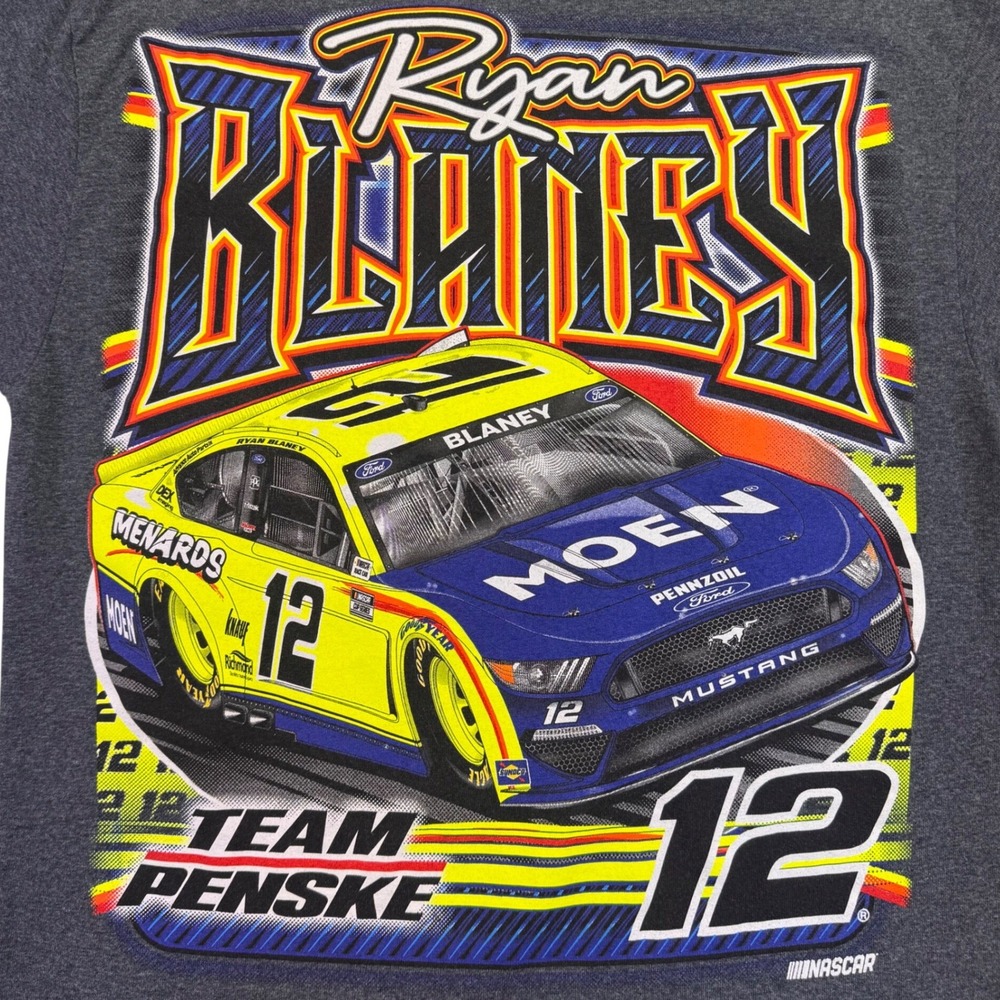 NASCAR Ryan‎ Blaney Shirt Men's Small Team Penske #12 Menards Moen T-Shirt Gray